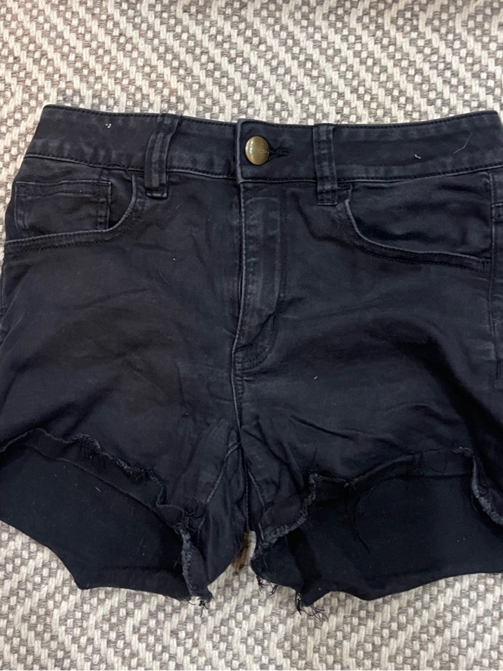 American Eagle Outfitters Black Frayed Hem Denim Shorts